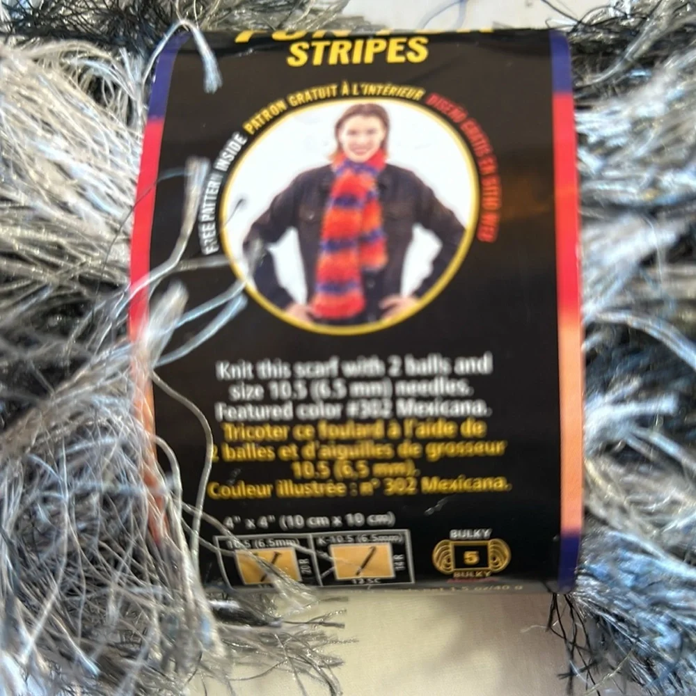 New Lion Brand Fun Fur Stripes, Fun Fur Prints and Fun Fur Eyelash Yarn-4 Skeins